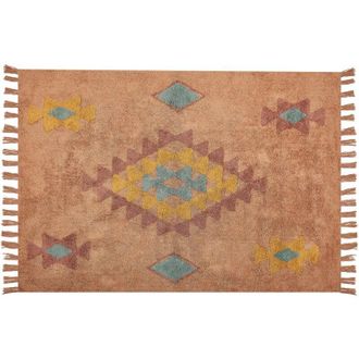 Beliani Rug IGDIR Orange 140 x 200 cm Cotton