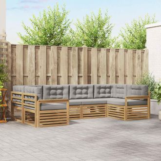 vidaXL Vidaxl Set Di Divani Da Esterno 6 Pz Bianco E Grigio Chiaro