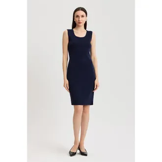 Ming Wang Sleeveless Sheath Knit Dress in Indigo at Nordstrom, Size X-Large