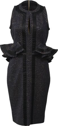 Altuzarra Tweed Peplum Dress in Navy Blue Cotton