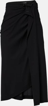 Balenciaga Gonna midi in crêpe con arricciatura e drappeggio