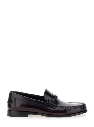 Ferragamo harry Black Loafers With Almond Toe And Logo Plaque Detail In Leather Man