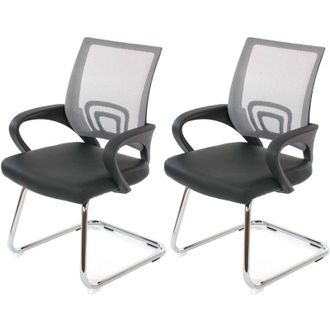 Hhg Set 2x sedie ufficio studio sala attesa Ancona 59x57x92cm ecopelle tessuto traspirante grigio