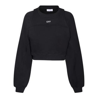 Off-white Hoodies & sweatvesten, Dames, Zwart, M, Katoen, Crewneck Sweatshirt