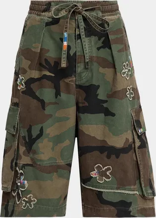 Nahmias Floral-Appliqu&eacute; Camo Cargo Shorts