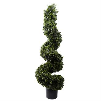 Leaf Outdoor Artificial Topiary Tree 120cm Sprial Boxwood UV Resistant Botanik in Green