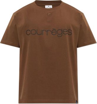 Courr&egrave;ges T-shirt met logoprint - Heren - T-shirts - Bruin - M - Katoen - Tops