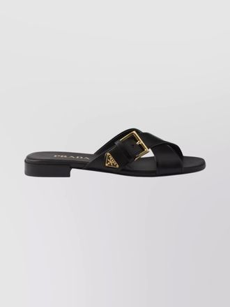 Prada leather crisscross slides