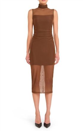 Amanda Uprichard Damira Midi Dress In Mocha