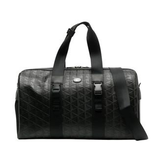 Lacoste Bolsa de fin de semana grande de cuero con monograma - Bags - Hombre - Negro - ONE SIZE
