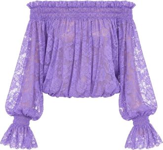 Norma Kamali Blusa a maniche lunghe stile contadina - - Blouses & Shirts - Donna - Viola - M