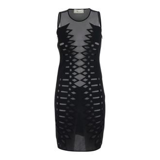 Blumarine Party Dresses, female, Black, Size: S Embr Scuba Dress