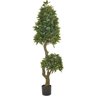 Beliani Planta Artificial En Maceta Para Interior Decoraci&oacute;n De Pl&aacute;stico 160 Cm Con Maceta Negra Laurel