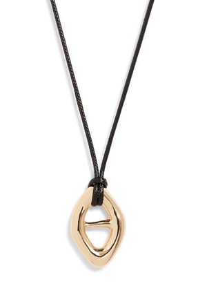 Open Edit Convex Slider Cord Pendant Necklace in Black- Gold at Nordstrom