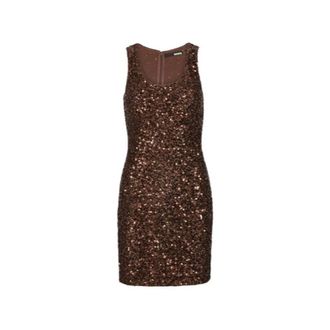 Rotate ROTATE Birger Christensen, Party Dresses, female, Brown, Size: XS Sequins Sleeveless Dress