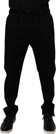 Dolce & Gabbana Black Cotton Men Skinny Dress Formal Pants Elastane