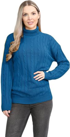 Janisramone Polo High Neck Jumpers for Women UK, Cable Knitted Long Sleeve Ladies Jumpers, Casual Pullover Winter Turtle Neck Tops for Women Size 8-142 Teal
