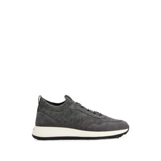 Tod's Leren Sneakers van Gebreid Materiaal - Heren - Sneakers - Grijs - 42 EU - Leer - Schoenen