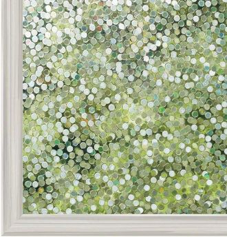 No Brand L&aacute;mina Adhesiva Est&aacute;tica Para Ventanas, L&aacute;mina Decorativa Reutilizable Con Dise&ntilde;o De C&iacute;rculos Multicolores Para El Hogar, La Cocina Y La Oficina, 45 X