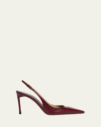 Tom Ford 85mm Shiny Kid Leather Slingback Pumps