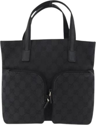 Gucci Pre-owned Tote Bags, female, Black, Size: ONE SIZE Pre-owned Canvas Tote Bag