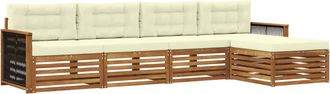 vidaXL Conjunto De Sof&aacute;s De Exterior 5 Uds. Natural Y Crema Vidaxl