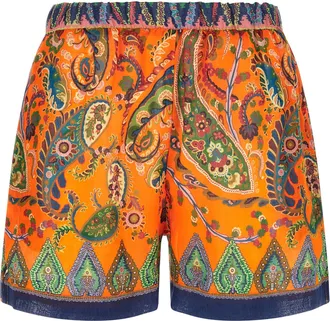 Etro Orange Ramie Bermuda Womens Shorts
