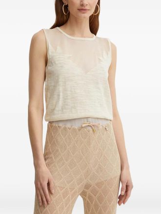 Pinko semi sheer-panel vest - Neutrals
