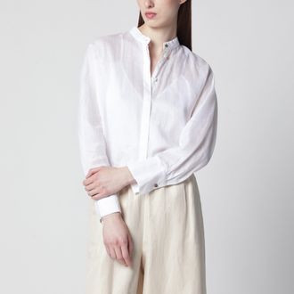 Max Mara Camicia Baldili in tela di rami&eacute; bianca