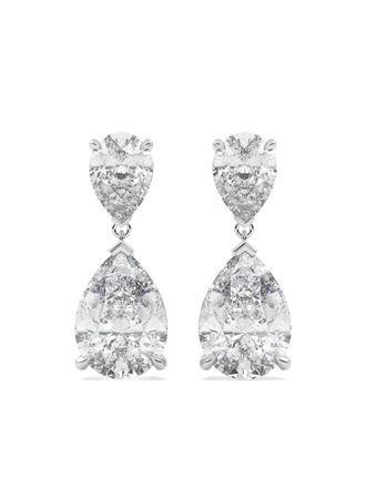 Tilla 14kt white gold pear dangling earrings - Silver