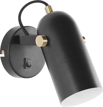 Beliani L&aacute;mpara De Pared De Metal Negra 17 Cm Pantalla Con Foco Ajustable Estilo Industrial Tyria