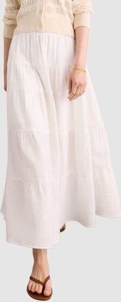 Baukjen Rhoda Cheesecloth Tiered Maxi Skirt in Pure White at Nordstrom, Size 14
