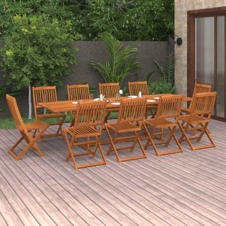 vidaXL Set Comedor De Jard&iacute;n 11piezas Madera Maciza Acacia 280x90x75cm Vidaxl