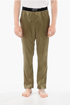 Tom Ford Silk Satin Pijama Pants with Velour Detail size Xl