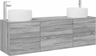 vidaXL Juego De Muebles De Ba&ntilde;o 3 Uds. Sonoma Gris 49,5 X 44,5 X 66 Cm Vidaxl