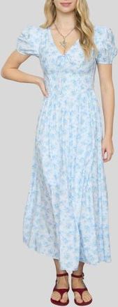 Blu Pepper Floral Print Midi Dress in Blue Multi at Nordstrom Rack, Size Medium