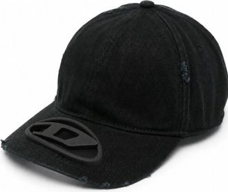 Diesel Oval D Baseball Cap met Scheuren - unisex - Petten - Zwart - M - Katoen - Accessoires