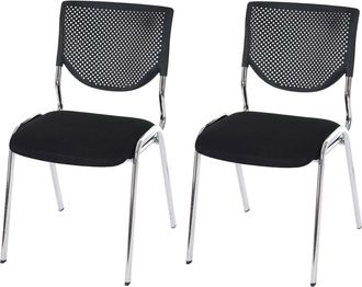 Hhg Nunca Usado] Juego De 2 Sillas De Visita T401, Silla De Conferencia Apilable, Tela/textil, Asiento Negro, Patas Cromadas