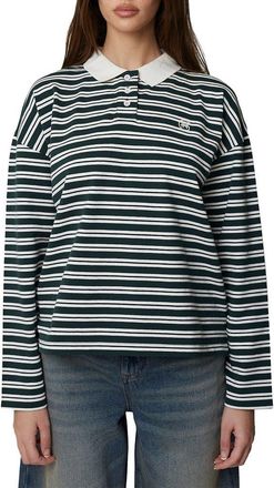 Good For Nothing Long Sleeve Striped Polo in Green at Nordstrom, Size X-Large Uk