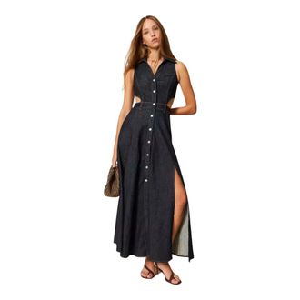 Twinset Dames, Jurken, Blauw, Maat: M Denim