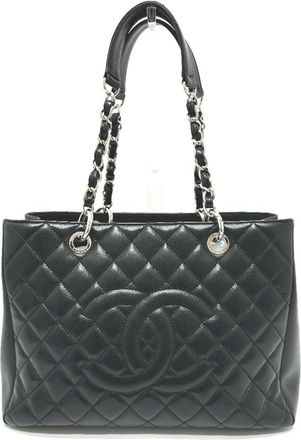 Chanel Black Grained Calfskin Handbag Tote Bag (Pre-Owned)