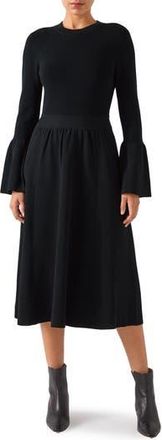 L.k. Bennett Marim Spot Long Sleeve Ponte Midi Dress in Black at Nordstrom Rack, Size 14 Us / 18 Uk