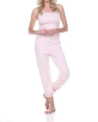 Pj Harlow Dena Rib Sweatpant With Elastic Ankle And Back Pockets In Blush