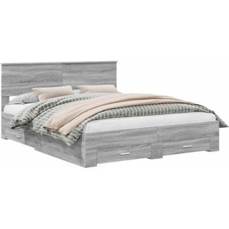 vidaXL Bed Frame with Drawer Grey Sonoma 160 x 200 cm Engineered Wood vidaXL
