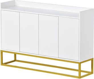 Urban Meuble Aparador minimalista blanco de 4 puertas sin tiradores