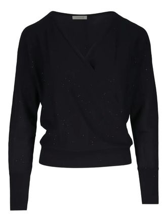 Kinross Cashmere V-neck long-sleeved top - Black