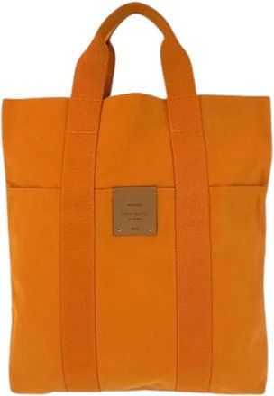 Herm&egrave;s Pre-owned Tote Bags, female, Orange, Size: ONE SIZE Pre-owned Fourre Tout Cabas French Festival Canvas Tote Limited