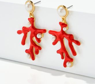 Talbots Kalypsa Drop Earrings - Red/Gold - 001 Talbots