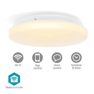 Nedis L&aacute;mpara De Techo Smartlife Wifi Rgb / Blanco C&aacute;lido A Fr&iacute;o Redondo Di&aacute;metro: 260 Mm 1820 L&uacute;menes 2700 - 6500k Ip44 Clase Energ&eacute;tica: F Android/ios