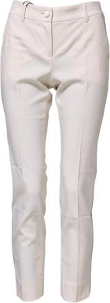 Dolce & Gabbana Witte wollen taps toelopende hoge taille broek - Dames - Slim Fit Broeken - Wit - 2XS - Wol - Broeken